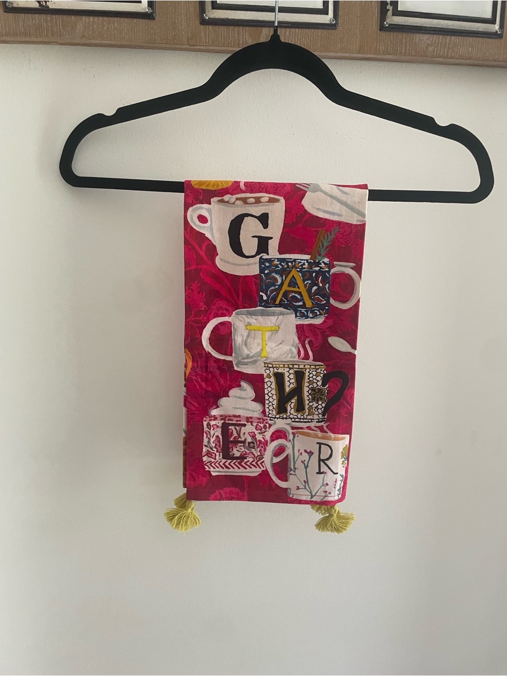 Anthropologie Pink and Yellow Tea Towel